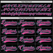 Load image into Gallery viewer, Custom Black Pink-Aqua Hockey Lace Neck Jersey