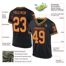 Load image into Gallery viewer, Custom Black Old Gold-Red Mesh Authentic Throwback Football Jersey