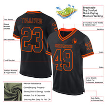 Load image into Gallery viewer, Custom Black Orange Mesh Authentic Throwback Football Jersey