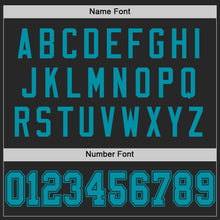 Load image into Gallery viewer, Custom Black Teal Mesh Authentic Throwback Football Jersey