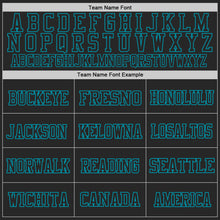 Load image into Gallery viewer, Custom Black Teal Mesh Authentic Throwback Football Jersey