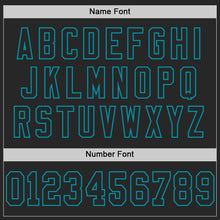 Load image into Gallery viewer, Custom Black Teal Mesh Authentic Throwback Football Jersey