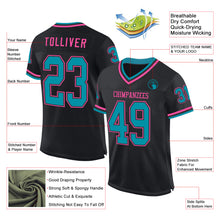 Load image into Gallery viewer, Custom Black Teal-Pink Mesh Authentic Throwback Football Jersey