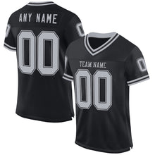 Load image into Gallery viewer, Custom Black Gray Mesh Authentic Throwback Football Jersey