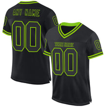 Load image into Gallery viewer, Custom Black Neon Green Mesh Authentic Throwback Football Jersey