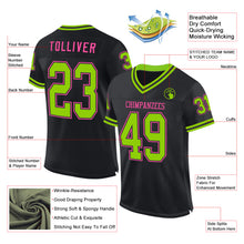 Load image into Gallery viewer, Custom Black Neon Green-Pink Mesh Authentic Throwback Football Jersey