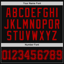 Load image into Gallery viewer, Custom Black Red Authentic Throwback Baseball Jersey