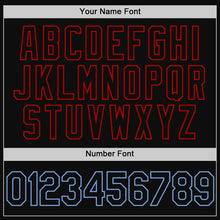 Load image into Gallery viewer, Custom Black Light Blue-Red Authentic Throwback Baseball Jersey