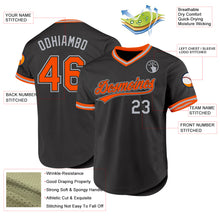 Load image into Gallery viewer, Custom Black Orange-Gray Authentic Throwback Baseball Jersey