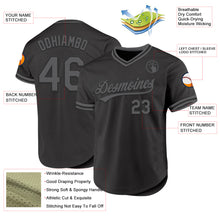 Load image into Gallery viewer, Custom Black Steel Gray Authentic Throwback Baseball Jersey