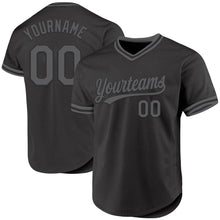 Load image into Gallery viewer, Custom Black Steel Gray Authentic Throwback Baseball Jersey