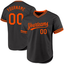 Load image into Gallery viewer, Custom Black Orange Authentic Throwback Baseball Jersey