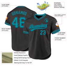 Load image into Gallery viewer, Custom Black Teal Authentic Throwback Baseball Jersey