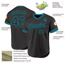 Load image into Gallery viewer, Custom Black Teal Authentic Throwback Baseball Jersey