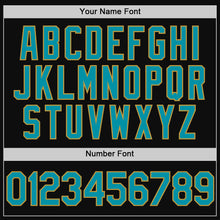 Load image into Gallery viewer, Custom Black Teal-Old Gold Authentic Throwback Baseball Jersey