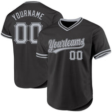 Load image into Gallery viewer, Custom Black Gray Authentic Throwback Baseball Jersey