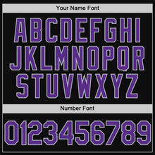 Load image into Gallery viewer, Custom Black Purple-Gray Authentic Throwback Baseball Jersey