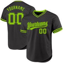 Load image into Gallery viewer, Custom Black Neon Green Authentic Throwback Baseball Jersey
