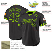 Load image into Gallery viewer, Custom Black Neon Green Authentic Throwback Baseball Jersey