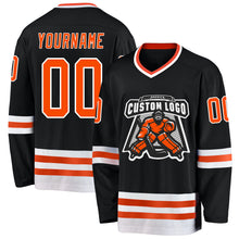 Load image into Gallery viewer, Custom Black Orange-White Hockey Jersey