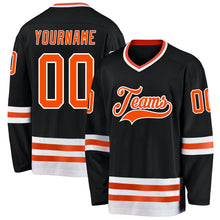 Load image into Gallery viewer, Custom Black Orange-White Hockey Jersey