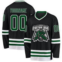 Load image into Gallery viewer, Custom Black Green-White Hockey Jersey