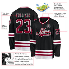 Load image into Gallery viewer, Custom Black Maroon-White Hockey Jersey