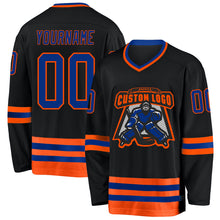 Load image into Gallery viewer, Custom Black Royal-Orange Hockey Jersey