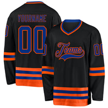 Load image into Gallery viewer, Custom Black Royal-Orange Hockey Jersey