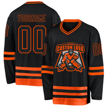 Load image into Gallery viewer, Custom Black Orange Hockey Jersey
