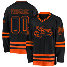 Load image into Gallery viewer, Custom Black Orange Hockey Jersey