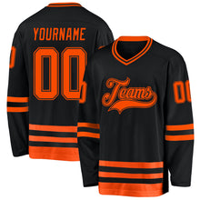Load image into Gallery viewer, Custom Black Orange Hockey Jersey