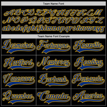 Load image into Gallery viewer, Custom Black Royal-Gold Hockey Jersey