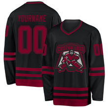 Load image into Gallery viewer, Custom Black Maroon Hockey Jersey