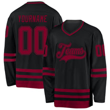 Load image into Gallery viewer, Custom Black Maroon Hockey Jersey