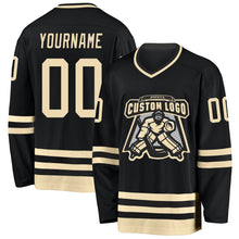 Load image into Gallery viewer, Custom Black Cream Hockey Jersey