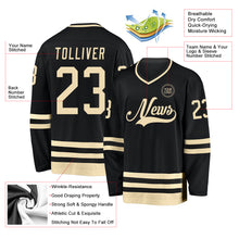 Load image into Gallery viewer, Custom Black Cream Hockey Jersey
