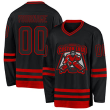 Load image into Gallery viewer, Custom Black Red Hockey Jersey