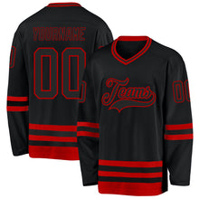 Load image into Gallery viewer, Custom Black Red Hockey Jersey