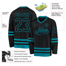 Load image into Gallery viewer, Custom Black Teal Hockey Jersey
