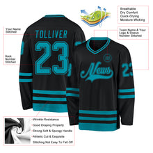 Load image into Gallery viewer, Custom Black Teal Hockey Jersey