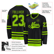 Load image into Gallery viewer, Custom Black Neon Green Hockey Jersey