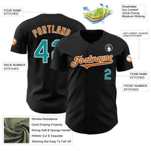 Load image into Gallery viewer, Custom Black Teal-Texas Orange Authentic Baseball Jersey