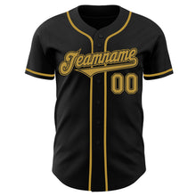 Load image into Gallery viewer, Custom Black Old Gold Authentic Baseball Jersey