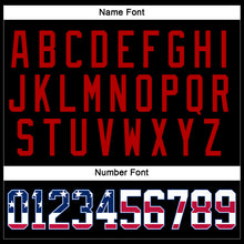 Load image into Gallery viewer, Custom Black USA Flag Royal-Red Hockey Jersey