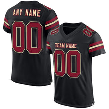 Load image into Gallery viewer, Custom Black Crimson-Cream Mesh Authentic Football Jersey