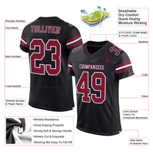 Load image into Gallery viewer, Custom Black Crimson-White Mesh Authentic Football Jersey