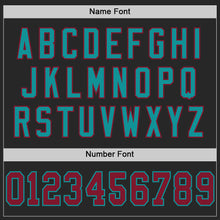 Load image into Gallery viewer, Custom Black Crimson-Teal Mesh Authentic Football Jersey