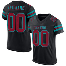 Load image into Gallery viewer, Custom Black Crimson-Teal Mesh Authentic Football Jersey