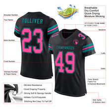 Load image into Gallery viewer, Custom Black Pink-Teal Mesh Authentic Football Jersey